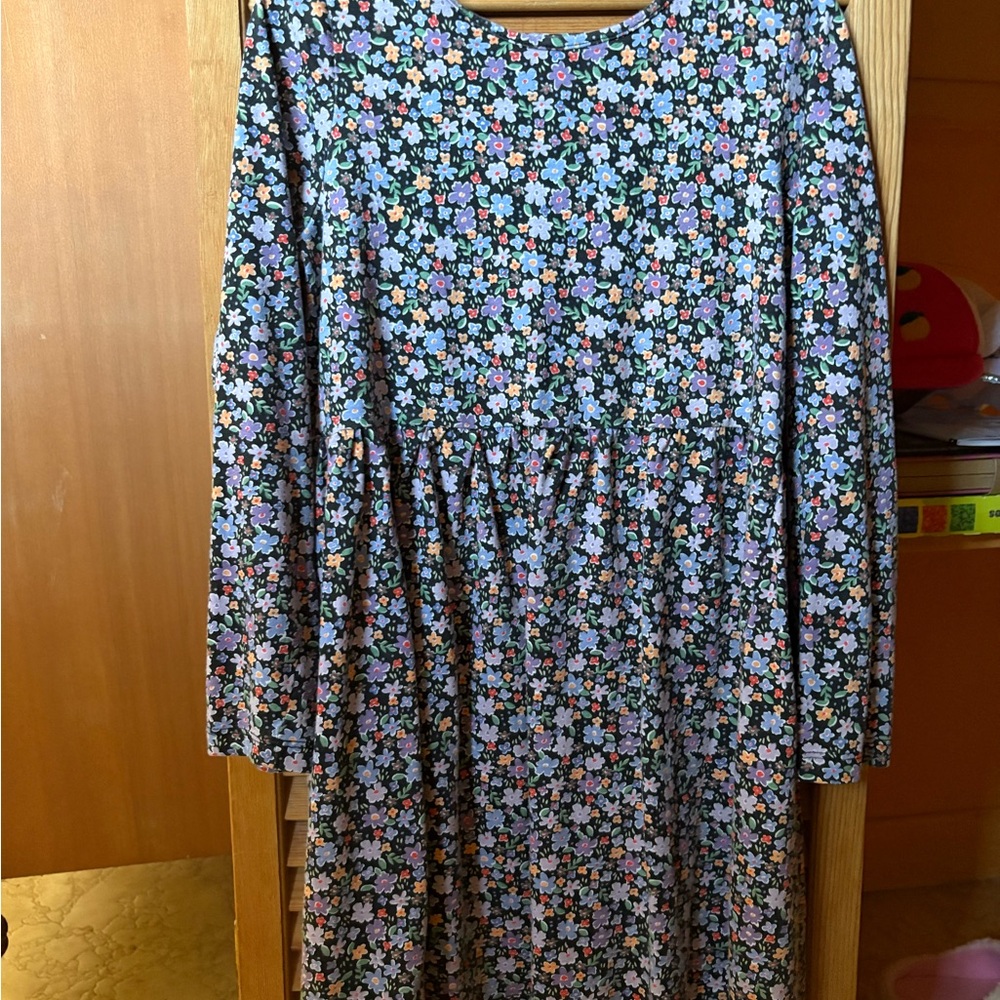 H&M Black Floral Dress with Lavender and Pastel Blooms